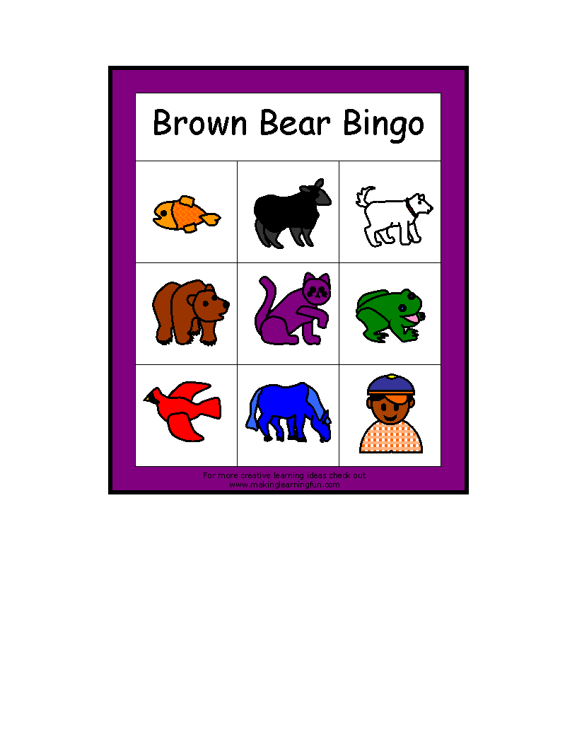 BROWN BEAR BINGO GAME learningenglishesl